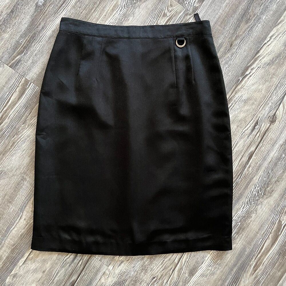 Andre Luciano Black Satin Pencil Skirt 70–98 - Picture 2 of 7
